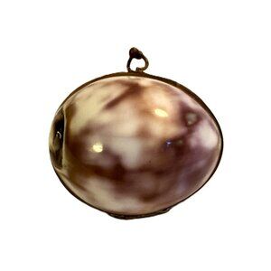 Vintage Cowrie Shell Brass Hinged Trinket Box, Kiss-Lock Closure, Delicate